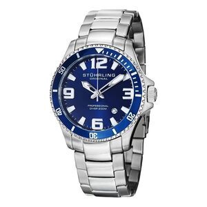Stührling Regatta Champion Swiss Quartz Men’s Watch In Silver & Blue